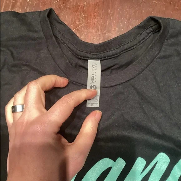 Next Level Apparel Black Tee with White Print - Picture 2 of 2